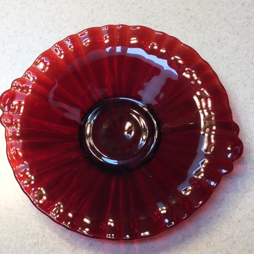 1960’s Vintage Cranberry glass dish